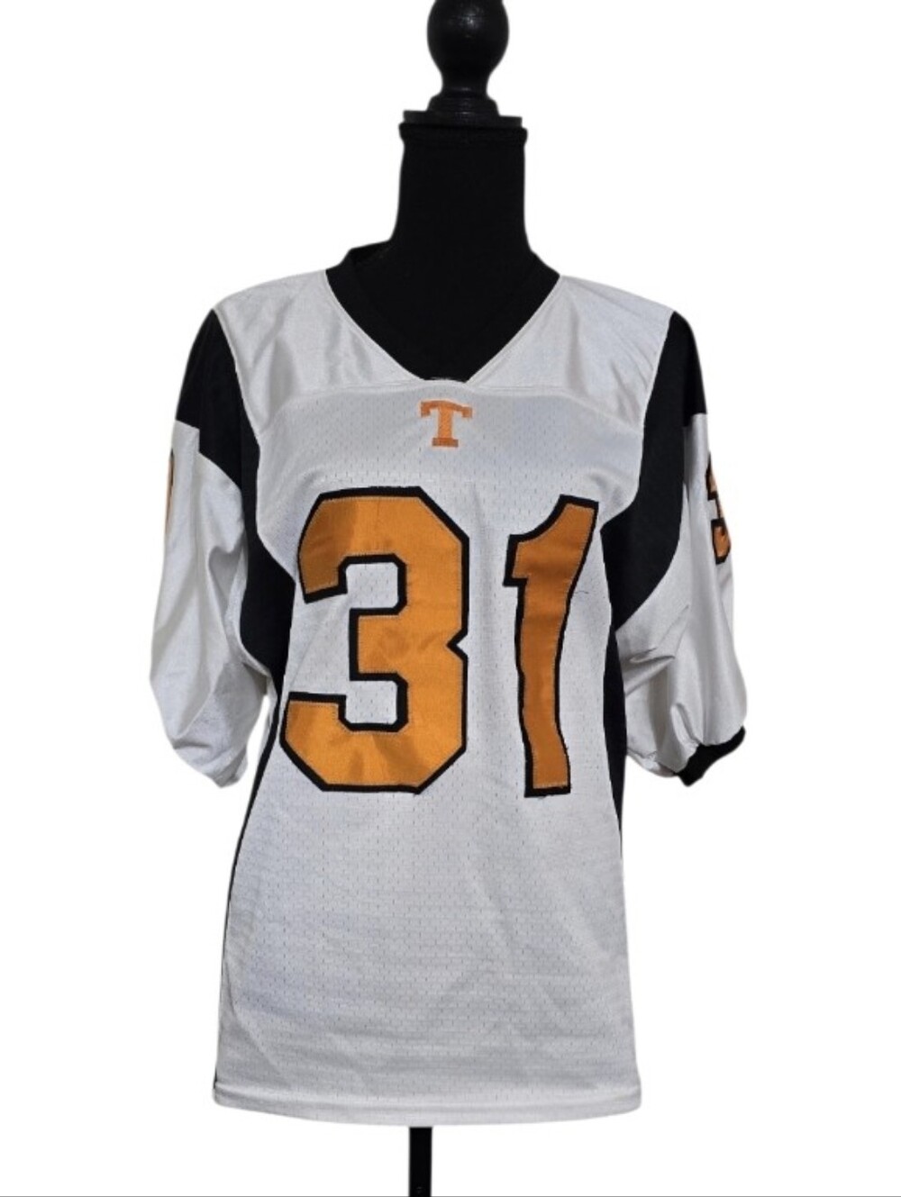 #X09 White and Orange Number 31 Men's Football Jersey